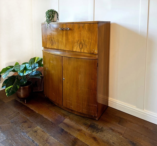 Walnut 1920’s inspired art deco gatsby cocktail cabinet, entertainment bar, whiskey unit, for bespoke design – A rare vintage treasure