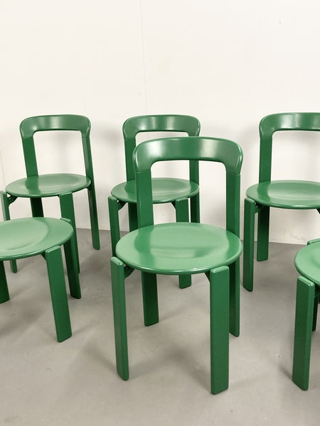 Original vintage mid century bruno rey beech chairs in green for dietiker, set of 4, switzerland 1970s – A rare vintage treasure