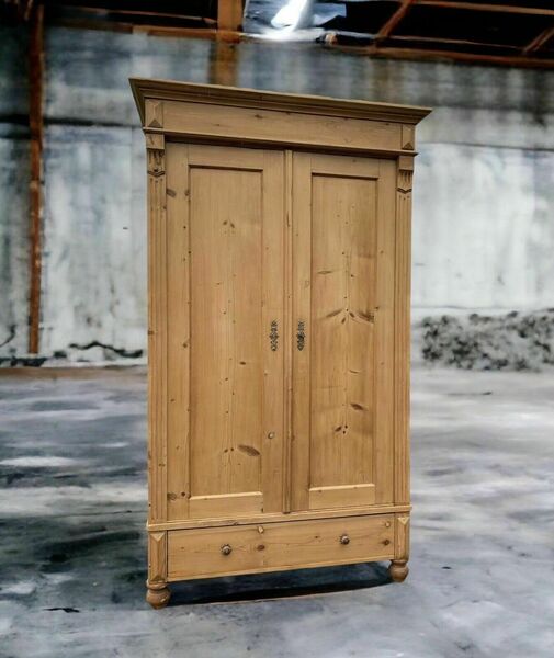 Vintage gustavian style pine hall wardrobe storage cupboard armoire – A rare vintage treasure