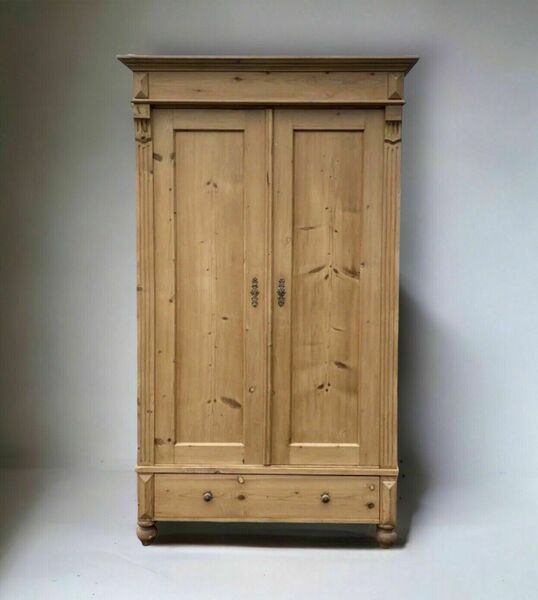 Vintage gustavian style pine hall wardrobe storage cupboard armoire – A rare vintage treasure