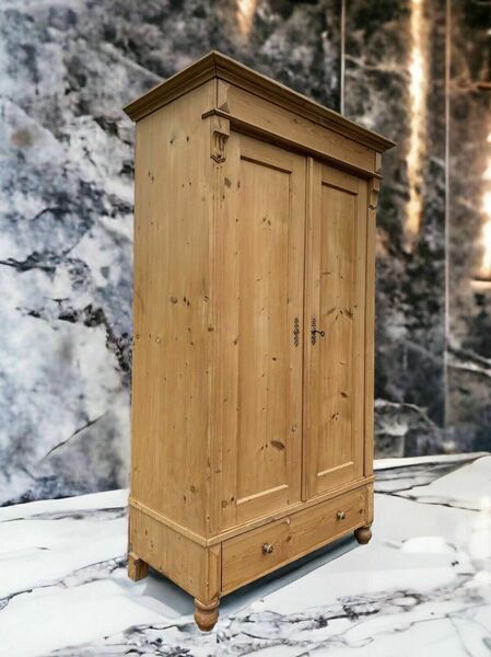 Vintage gustavian style pine hall wardrobe storage cupboard armoire – A rare vintage treasure