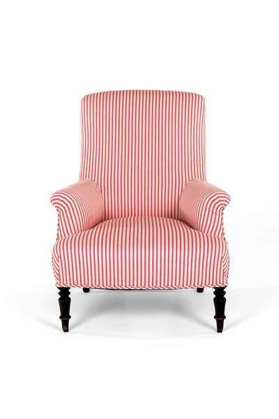 French candy stripe armchair, 1800s – A rare vintage treasure