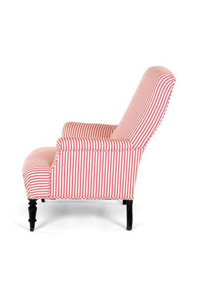 French candy stripe armchair, 1800s – A rare vintage treasure