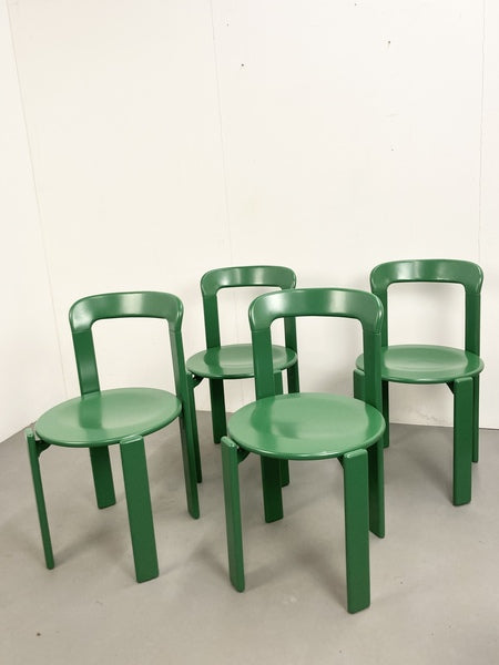 Original vintage mid century bruno rey beech chairs in green for dietiker, set of 4, switzerland 1970s – A rare vintage treasure