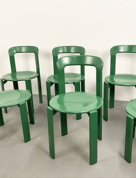 Original vintage mid century bruno rey beech chairs in green for dietiker, set of 4, switzerland 1970s – A rare vintage treasure