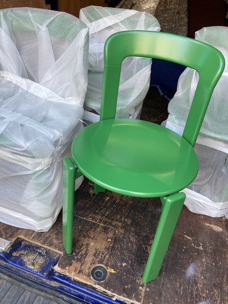 Original vintage mid century bruno rey beech chairs in green for dietiker, set of 4, switzerland 1970s – A rare vintage treasure