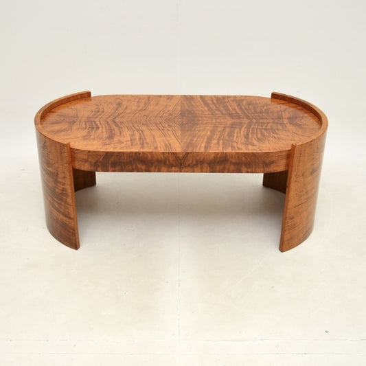 Large art deco walnut coffee table – A rare vintage treasure