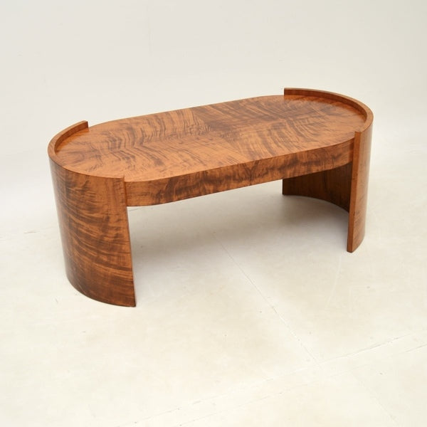 Large art deco walnut coffee table – A rare vintage treasure