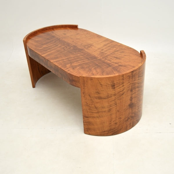 Large art deco walnut coffee table – A rare vintage treasure