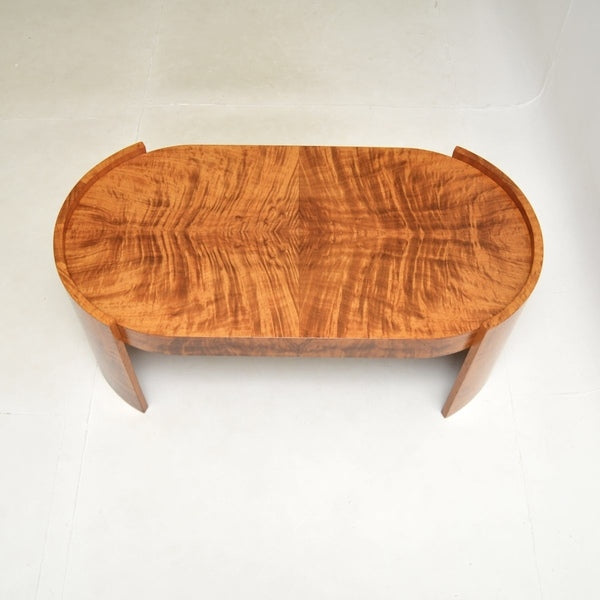 Large art deco walnut coffee table – A rare vintage treasure