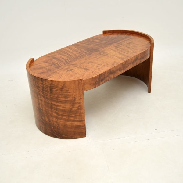 Large art deco walnut coffee table – A rare vintage treasure