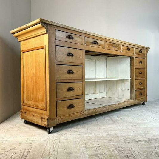 Vintage french pine haberdashery shop counter – A rare vintage treasure