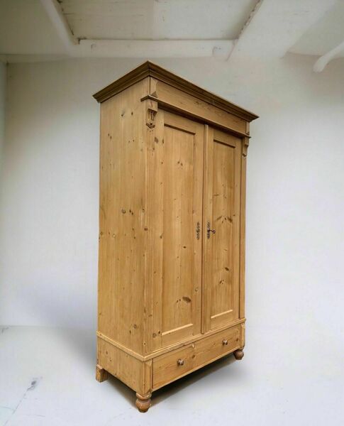 Vintage gustavian style pine hall wardrobe storage cupboard armoire – A rare vintage treasure