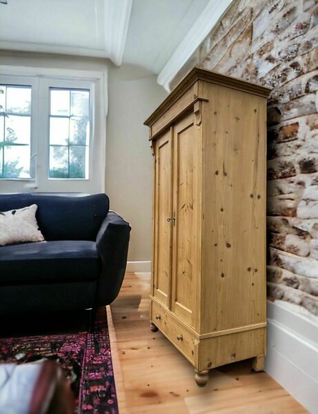 Vintage gustavian style pine hall wardrobe storage cupboard armoire – A rare vintage treasure