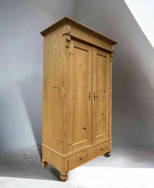 Vintage gustavian style pine hall wardrobe storage cupboard armoire – A rare vintage treasure